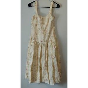 Vintage Petticoat Lane s10 Linen Corset Lace Cottagecore Maxi Dress